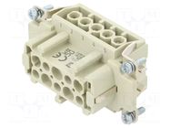 Connector: HDC; contact insert; female; 16A; 500V; Han E®; PIN: 10 HARTING