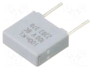 Capacitor: polyester; 0.1uF; 63V; 100VDC; 5mm; ±10%; 7.2x2.5x6.5mm VISHAY