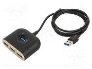 Hub USB; USB A socket x4,USB B micro socket; black; 1m; ABS BASEUS