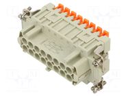 Connector: HDC; contact insert; female; CSH; PIN: 16; 16A; 600V ILME