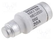 Fuse: fuse; gG; 20A; 400VAC; industrial; D02; NEOZED SIEMENS