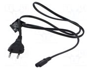 Cable; CEE 7/16 (C) plug,IEC C7 female; 1m; black; 2.5A; 230V LOGILINK