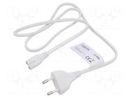 Cable; CEE 7/16 (C) plug,IEC C7 female; 1m; white; 2.5A; 230V LOGILINK
