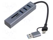 Hub USB; microSD,SD,USB A socket x3,USB A plug,USB C plug LOGILINK