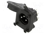 Connector: XLR; socket; male; AXS; 15A; 133V; PIN: 3; IP65; soldering AMPHENOL