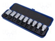 Kit: socket bits; hex key; plastic cassette; 9pcs. GEDORE