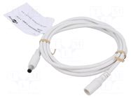 Cable; DC 5,5/2,1 plug,DC 5,5/2,1 socket; straight; white; 1.5m GOOBAY