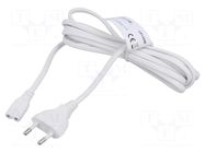 Cable; CEE 7/16 (C) plug,IEC C7 female; 3m; white; 2.5A; 230V LOGILINK
