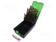 Drill set; for metal; high speed steel HSS-O; plastic cassette RECA