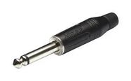 PLUG, 6.35MM JACK, BLACK, 2POLE