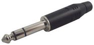 PLUG, 6.35MM JACK, BLACK, 3POLE