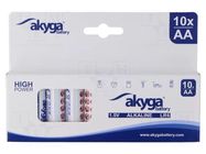 Battery: alkaline; AA; 1.5V; non-rechargeable; 10pcs. AKYGA BATTERY