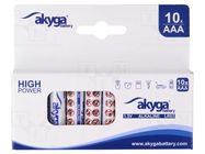 Battery: alkaline; AAA,R3; 1.5V; non-rechargeable; 10pcs. AKYGA BATTERY