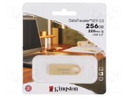 Pendrive; USB 3.2 Gen 1; 256GB; R: 220MB/s; W: 100MB/s; golden KINGSTON TECHNOLOGY