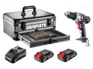 Drill/driver; battery; drilling,screwdriving; 18VDC; 44Nm GRAPHITE