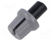 Knob; with pointer; ABS; Øshaft: 6mm; Ø15.8x13.8mm; grey; push-in SR PASSIVES