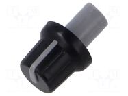 Knob; with pointer; ABS; Øshaft: 6mm; Ø15.8x13.8mm; black; push-in SR PASSIVES