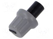 Knob; with pointer; ABS; Øshaft: 6mm; Ø15.8x13.8mm; grey; push-in SR PASSIVES