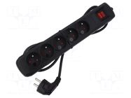 Plug socket strip: protective; Sockets: 5; 250VAC; 10A; black ARCON
