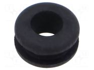 Grommet; Ømount.hole: 12mm; Øhole: 8mm; black; Panel thick: max.4mm ESSENTRA