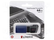 Pendrive; USB 3.2 Gen 1; 64GB; DataTraveler Exodia M; blue; USB A KINGSTON TECHNOLOGY