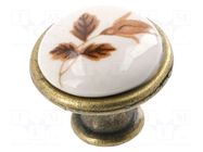 Knob; Ø: 26.5mm; H: 23mm; porcelain,zamak; autumn rose; furniture GTV Poland
