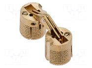 Furniture hinge; L: 27mm; brass; cylindrical,recessed; Ø: 12mm GTV Poland