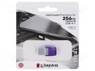 Pendrive; USB 3.2 Gen 1; 256GB; R: 200MB/s; violet; USB A,USB C KINGSTON TECHNOLOGY