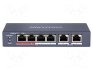 Switch PoE Ethernet; unmanaged; Number of ports: 6; 48VDC; DS-3E HIKVISION