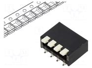 Switch: DIP-SWITCH; Poles number: 4; OFF-ON; 25mA/24VDC; Pos: 2/4 ECE