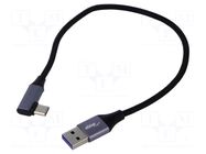 Cable; USB 2.0; USB A plug,USB C angled plug; nickel plated AKYGA