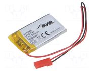Re-battery: Li-Po; 3.7V; 270mAh; cables,JST SYP-02T-1 socket AKYGA BATTERY