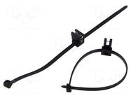 Cable tie; with fixing for edges; L: 200mm; W: 4.6mm; black; 225N HELLERMANNTYTON
