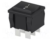 ROCKER; DP3T; Pos: 3; (ON)-OFF-(ON); 6A/250VAC; black; none; PR TE Connectivity