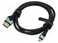 Cable; HDMI plug,micro HDMI plug; textile; HDMI 2.1; 4K,8K; 1m VENTION