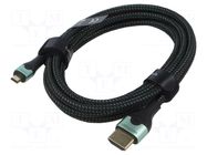 Cable; HDMI plug,micro HDMI plug; textile; HDMI 2.1; 4K,8K; 2m VENTION