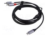 Cable; RCA plug x2,USB C plug; nickel plated; 1m; black VENTION