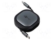 Cable; USB 2.0,rolled; USB C plug,both sides; 1m; black,silver GOOBAY