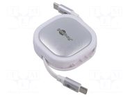Cable; USB 2.0,rolled; USB C plug,both sides; 1m; white,silver GOOBAY