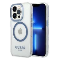 Guess Metal Outline MagSafe case for iPhone 14 Pro - blue, Guess