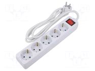 Plug socket strip: protective; Sockets: 5; 250VAC; 16A; white; 1.8m GEMBIRD