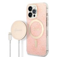 Set Guess GUBPP13LH4EACSP Case+ Charger iPhone 13 Pro pink/pink hard case 4G Print MagSafe, Guess