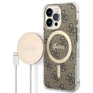 Set Guess GUBPP13XH4EACSW Case+ Charger iPhone 13 Pro Max brown/brown hard case 4G Print MagSafe, Guess