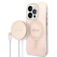 Set Guess GUBPP14LH4EACSP Case+ Charger iPhone 14 Pro 6.1" pink/pink hard case 4G Print MagSafe, Guess