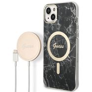 Set Guess GUBPP14SHMEACSK Case+ Charger iPhone 14 6.1" black/black hard case Marble MagSafe, Guess