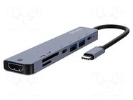 Hub USB; USB 2.0,USB 3.1 Gen 1; PnP; grey; Number of ports: 5 SAVIO