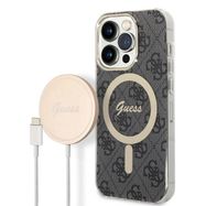 Set Guess GUBPP14XH4EACSK Case+ Charger iPhone 14 Pro Max 6.7" black/black hard case 4G Print MagSafe, Guess