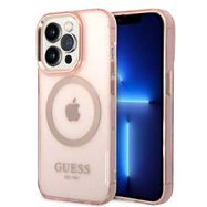 Guess GUHMP14LHTCMP iPhone 14 Pro 6.1&quot; pink/pink hard case Gold Outline Translucent MagSafe, Guess