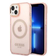 Guess GUHMP14MHTCMP iPhone 14 Plus 6.7&quot; pink/pink hard case Gold Outline Translucent MagSafe, Guess