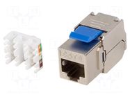 RJ45 module; silver; Cat: 6; on cable; RJ45 socket; -10÷60°C; 57V LANBERG